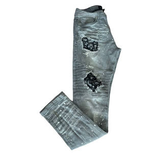 ENCRYPTED mens jeans size 32/32 Distressed, Paint Splash, Bandana Graphic Jeans